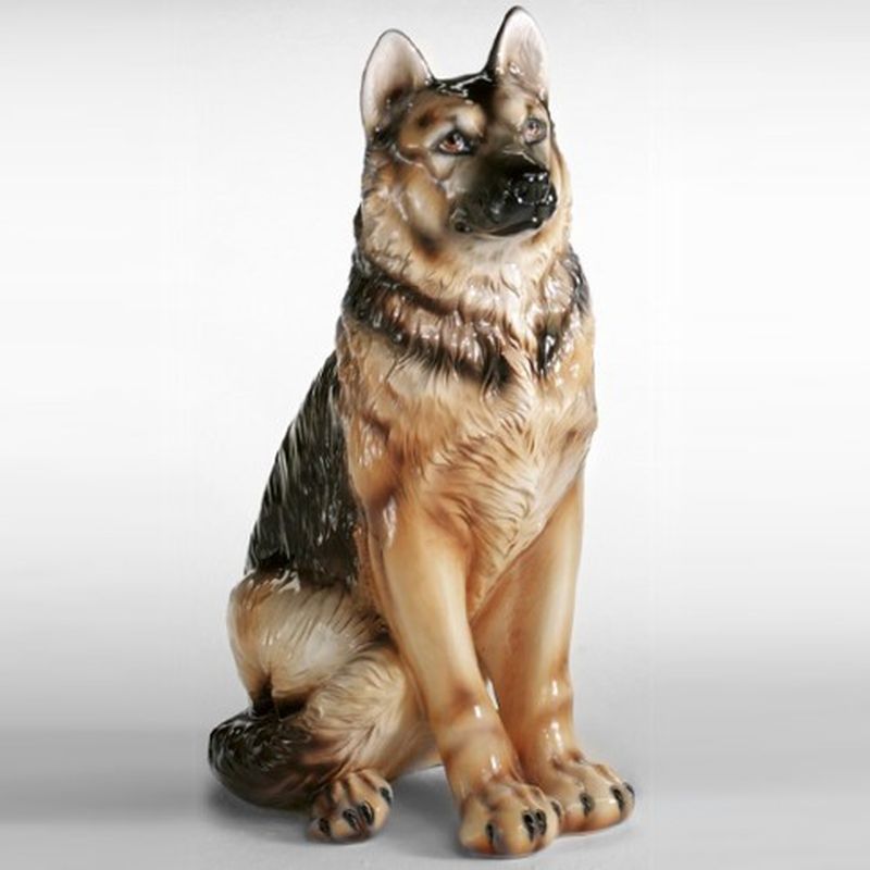 STATUA CANE PASTORE TEDESCO IN CERAMICA CM. 60 -ANIMALI-